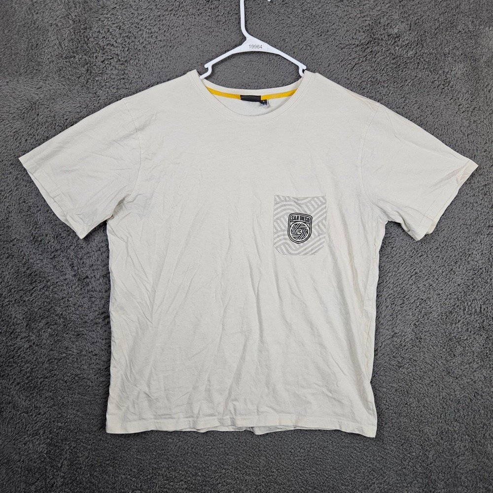 San Diego FC SDFC Mens Large Cream Pocket T-Shirt Short Sleeve Soccer MLS Logo